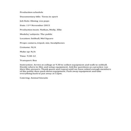 Production schedule 6