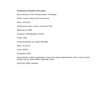 Preliminary Production schedule | DOCX