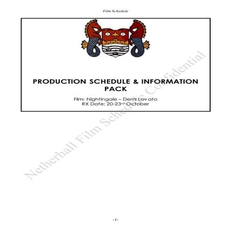 Production schedule music video