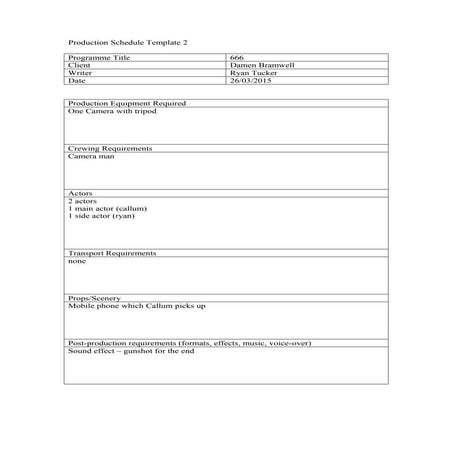 Production schedule template 1 | DOC