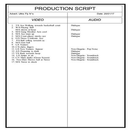 Production script tainer advert