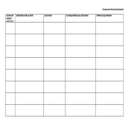 Production shooting schedule
