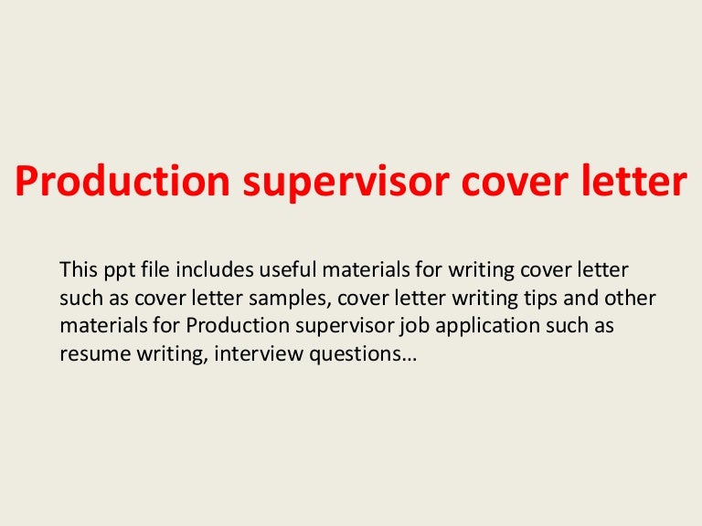 production manager cover letters
