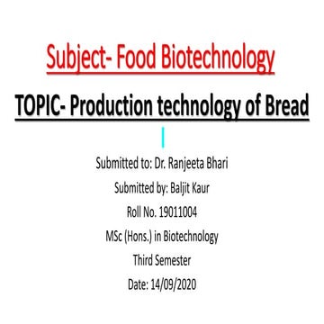Production technology of bread