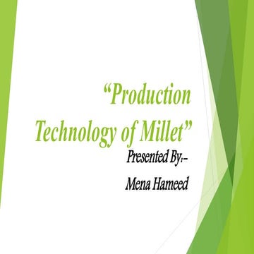 Production technology of millet in Pakistan