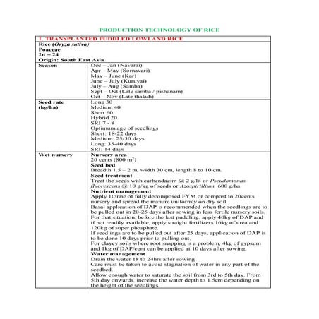 Production technology of rice 