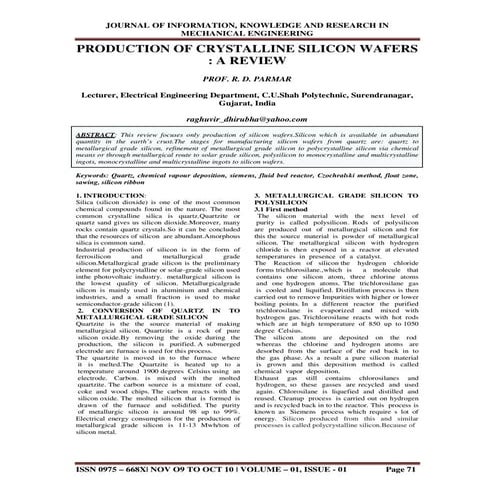 Production of crystalline silicon wafers   a review