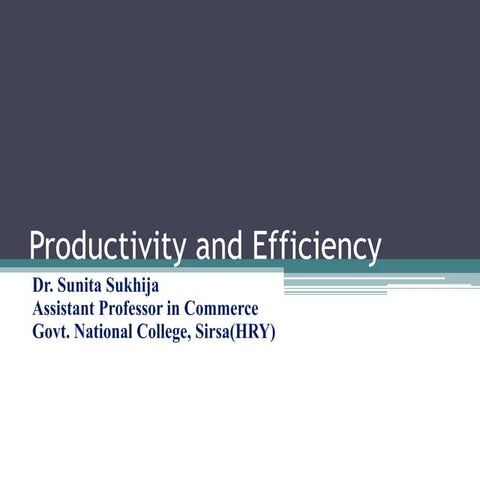 Productivity and efficiency