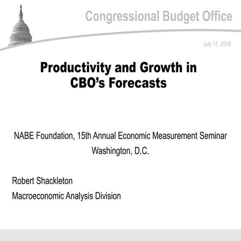 Productivity and Growth in CBO’s Forecasts