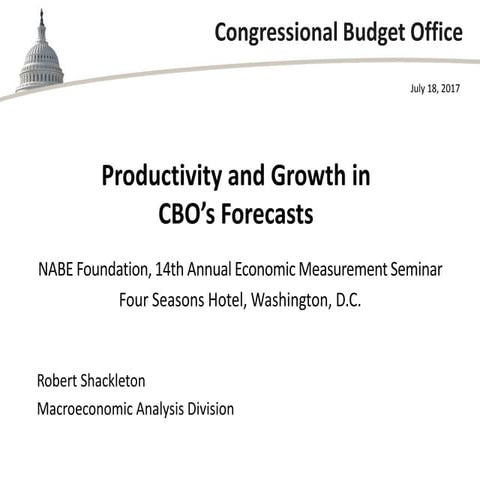 Productivity and Growth in CBO’s Forecasts