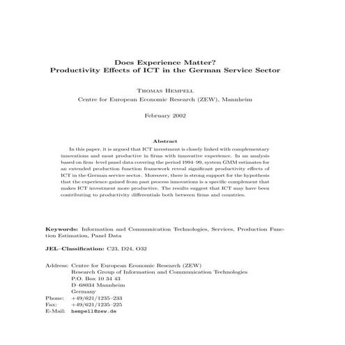 Productivity effects of ict in the german service sector
