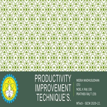 Productivity improvement techniques 