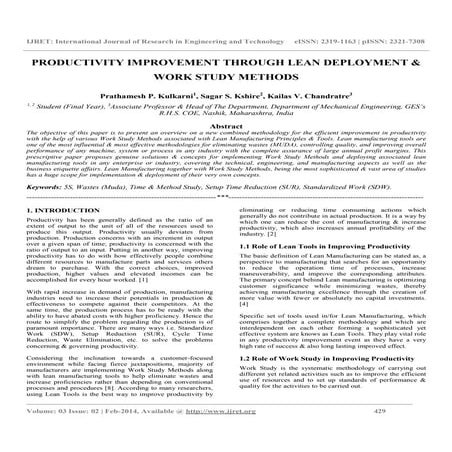 Productivity improvement through lean deployment &