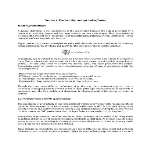 Productivity management final part 1 m