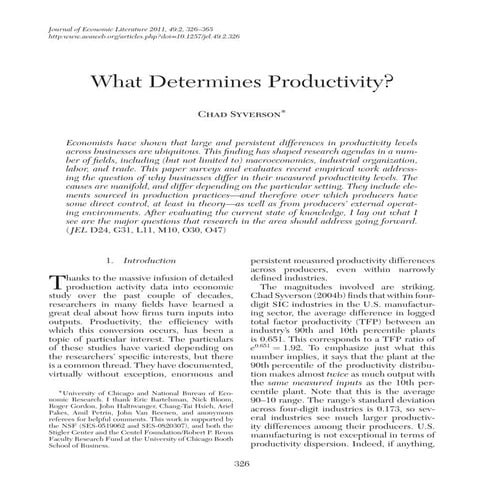 The Determining Factors of Productivity