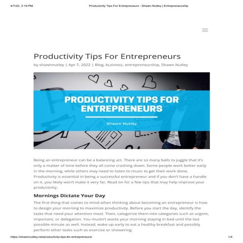 Productivity Tips For Entrepreneurs