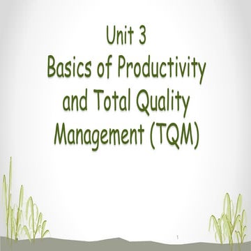Productivity and Total Quality Management unit 3