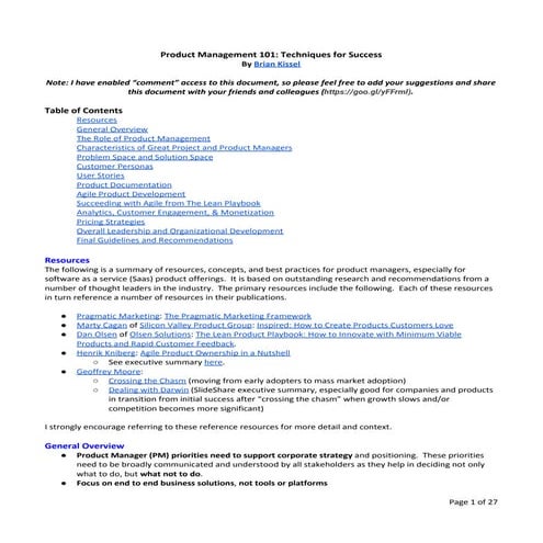 Product Management 101:  Techniques for Success