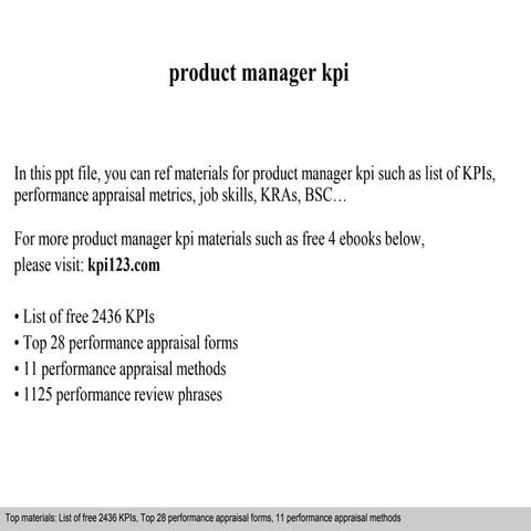 Product manager kpi
