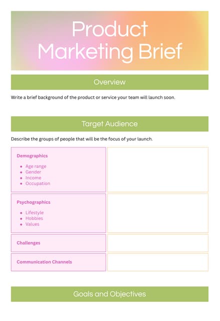 Example Product Marketing Brief Template PDF Example Product Marketing Brief Template PDF