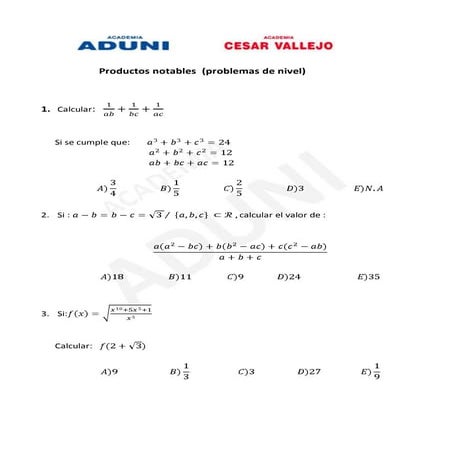Productos notables    aduni y cesar vallejo