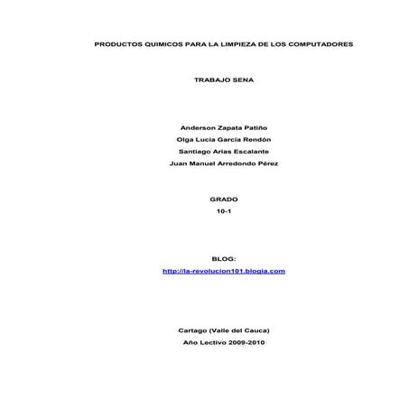 Productos quimicos para la limpieza de los computadores