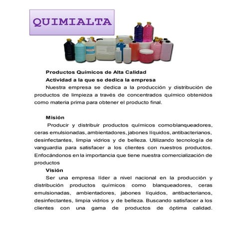 Productos químicos de alta calidad Ronald Vera 