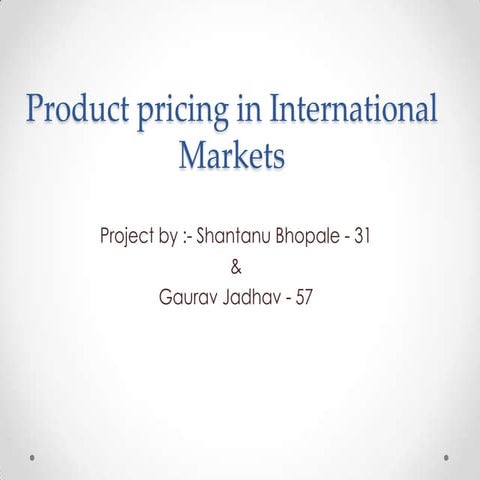 Product pricing in international markets