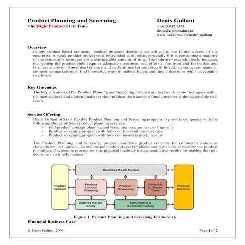 Product Screening Datasheet