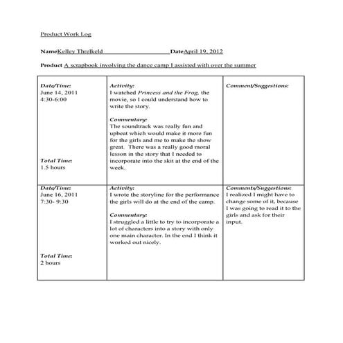 First Work Log | DOCX