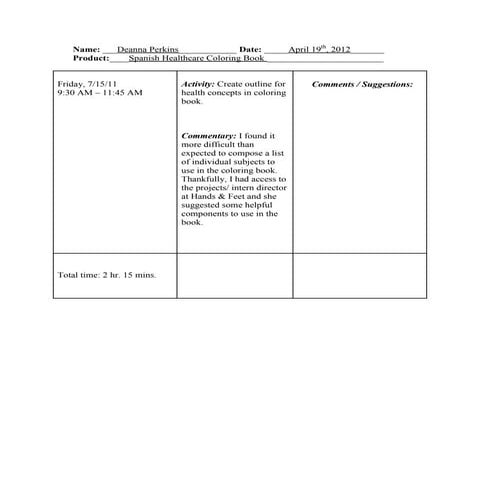 First Work Log | DOCX