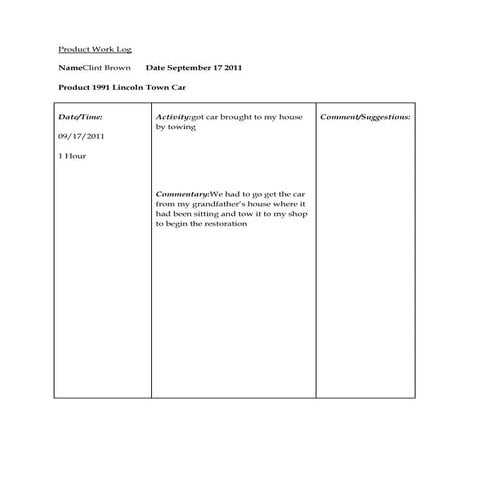 Product work log | DOC