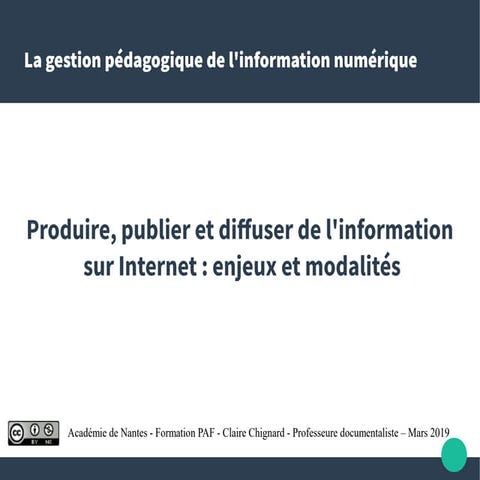 Produire, publier, diffuser de l'information sur Internet : enjeux et ...