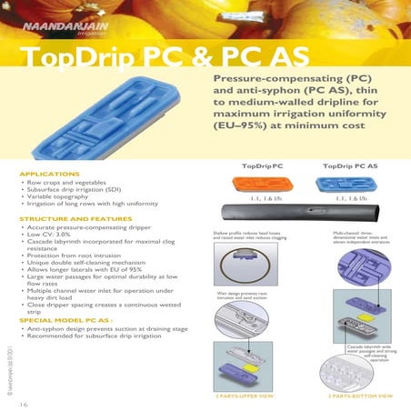 Produse banda de picurare naandanjain topdrip pc, pc as cu presiune compensat...