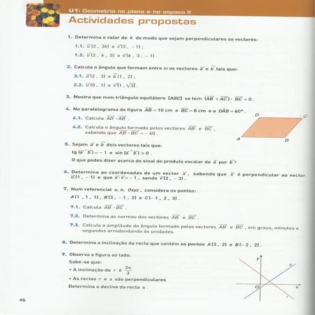 Produto escalar geometria no plano e no espaço 11º exercícios