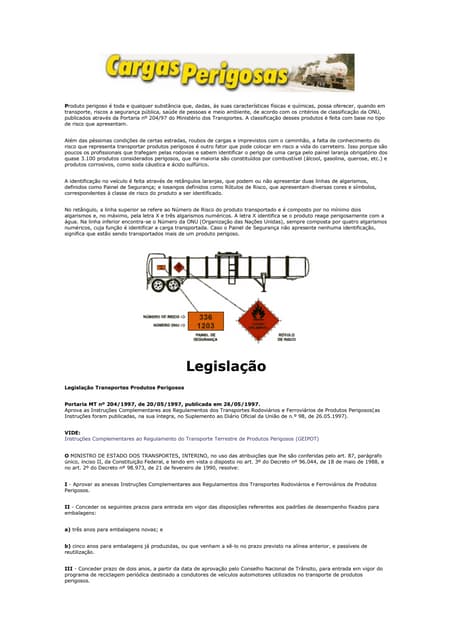Produtos perigosos   onu