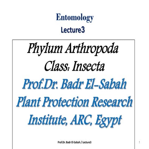 Prof. Dr. Badr El-Sabah Entomology Lecture 3