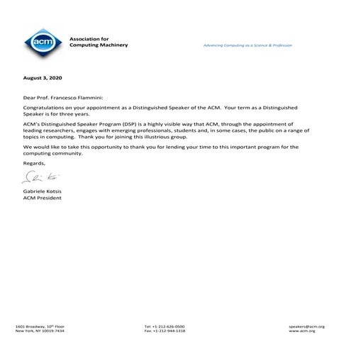 ACM DSP appointment letter 