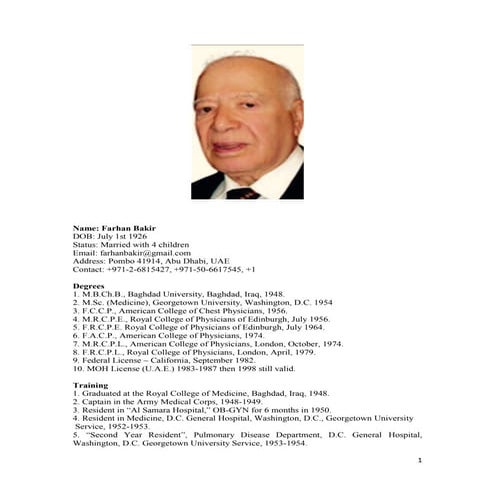 Prof. farhan bakir cv