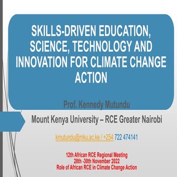 Skills-driven Education, Science, Technology and Innovation for Climate Chang...