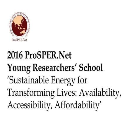 Introduction to the ProSPER.Net Young Researchers' School 2016, Mario Tabucan...