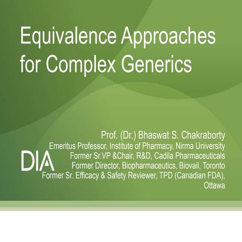 Equivalence approches for complex generics DIA 11 april 2019 