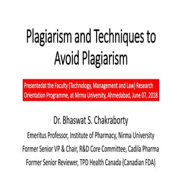Plagiarism and Techniques to Avoid Plagiarism