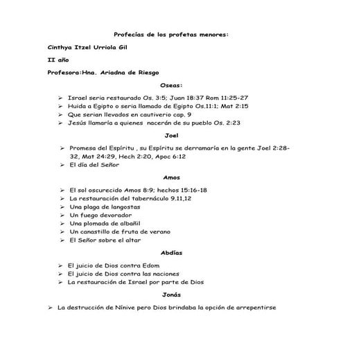 Profecías de los profetas menores | DOCX