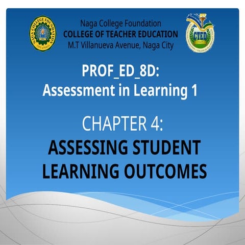 PROF_ED_8D-CHAPTER 4-ASSESSING STUDENT LEARNING OUTCOMES.pptx