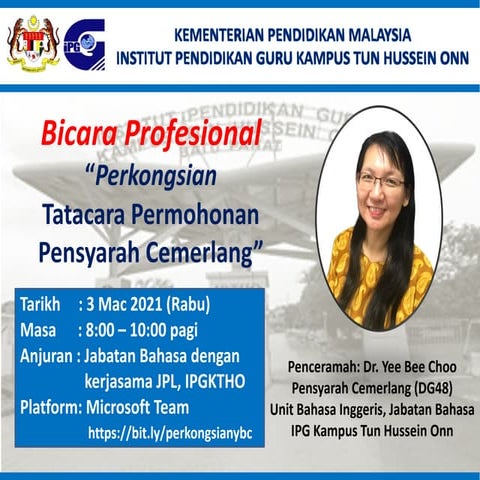 Bicara Profesional: Perkongsian Tatacara Permohonan Pensyarah Cemerlang