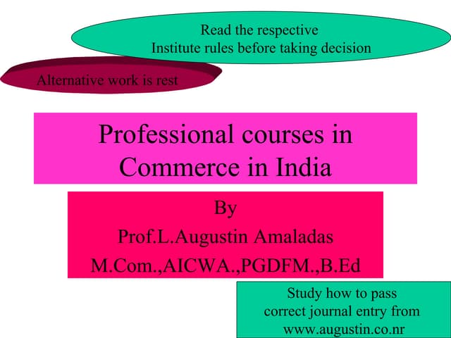 Professional Courses In Commerce In India