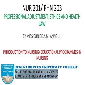 PROFESSIONAL ADJUSTMENT INTRODUTION IN NURSING