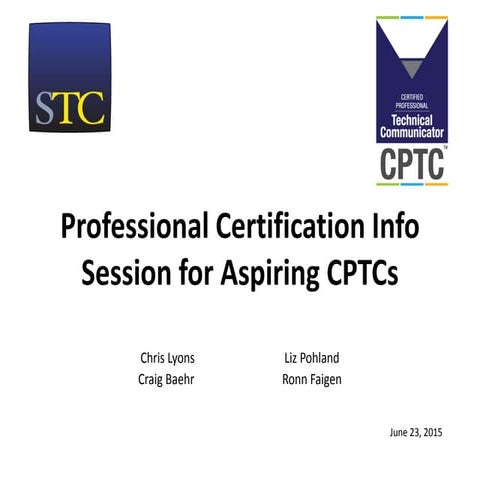 Professional Certification Info Session for Aspiring CPTCs