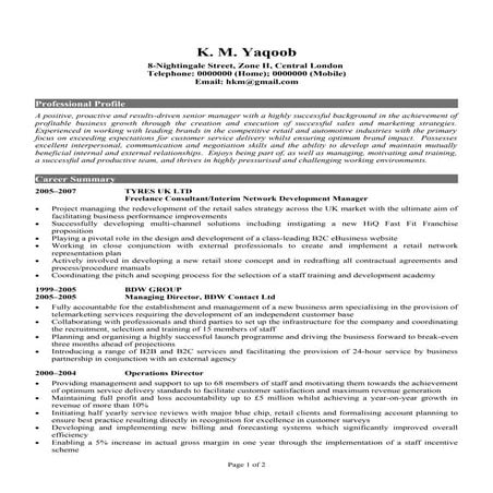 Professional CV Sample